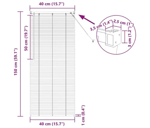 Venecijos Žaliuzės Tamsiai Ruda Su Raštu 150 X 40 Cm Pvc