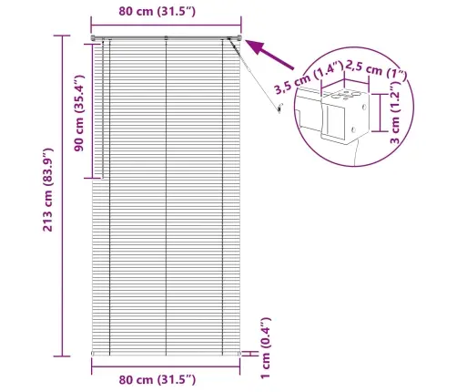 Venecijos Žaliuzės Tamsiai Ruda Su Raštu 213 X 80 Cm Pvc