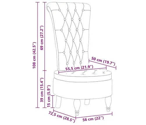 Slipper Krēsls Tumši Pelēks 56,5 X 70 X 110 Cm Audums Vidaxl