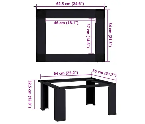Skalbyklės Pjedestalas Juoda 64 X 55 X 32.5 Cm Plienas