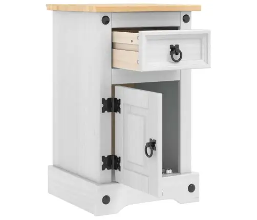 Naktsgaldiņš Balts 35 X 32,5 X 58 Cm Ciets Priedes Koks Vidaxl