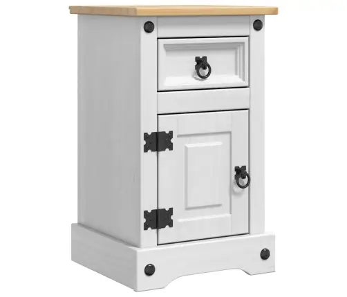 Naktsgaldiņš Balts 35 X 32,5 X 58 Cm Ciets Priedes Koks Vidaxl