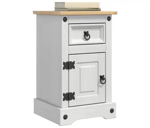 Naktsgaldiņš Balts 35 X 32,5 X 58 Cm Ciets Priedes Koks Vidaxl