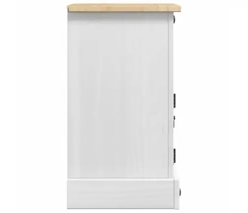 Naktsgaldiņš Balts 35 X 32,5 X 58 Cm Ciets Priedes Koks Vidaxl