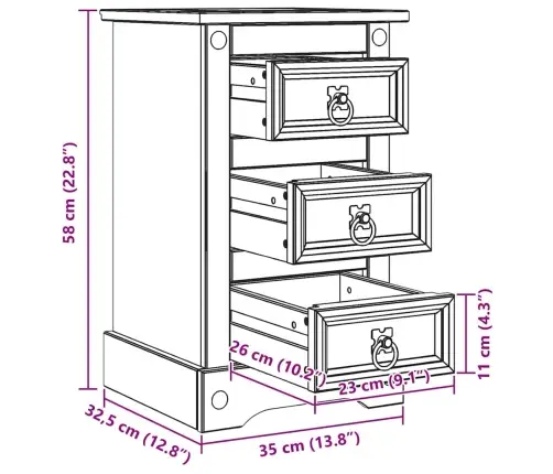 Naktinis Staliukas Su Stalčių Balta 35 X 32,5 X 58 Cm