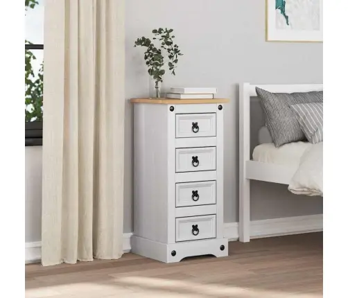Naktinis Staliukas Su Stalčių Balta 35 X 32,5 X 74 Cm