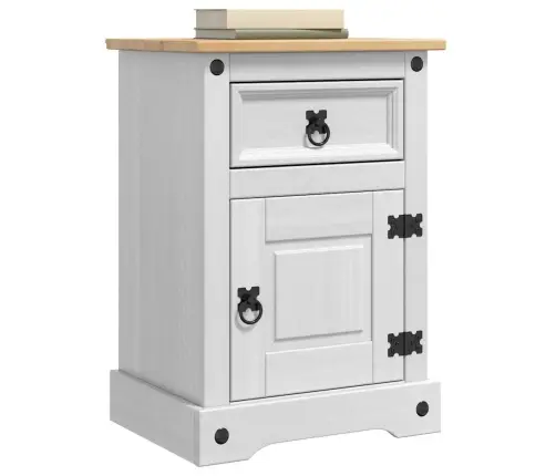 Naktsgaldiņš Balts 45 X 35 X 64 Cm Ciets Priedes Koks Vidaxl