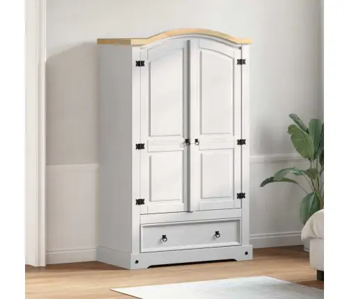 Garderoobikapp Sahtliga Valge 101 X 52 X 170 Cm Tahke Mänd