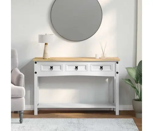 Papildu Galdiņš Balts 114 X 34,5 X 73 Cm Ciets Priedes Koks Vidaxl