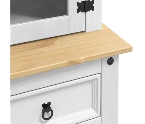 Puse Ar Atvilktni Balts 100 X 48,5 X 179 Cm Ciets Priedes Koks Vidaxl