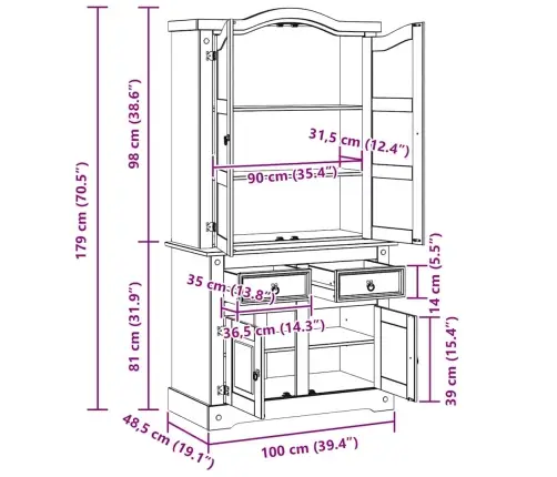 Puse Ar Atvilktni Balts 100 X 48,5 X 179 Cm Ciets Priedes Koks Vidaxl
