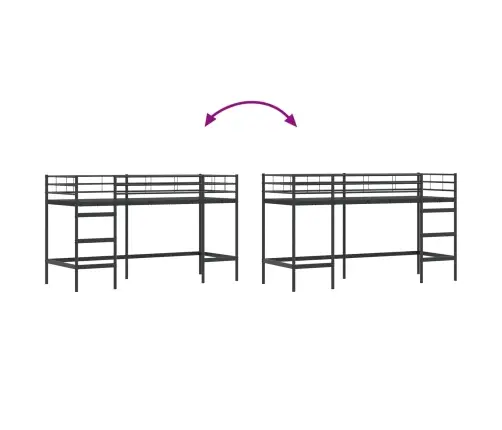 Laste Lofti Voodi Raam Must 74,5 X 190 Cm