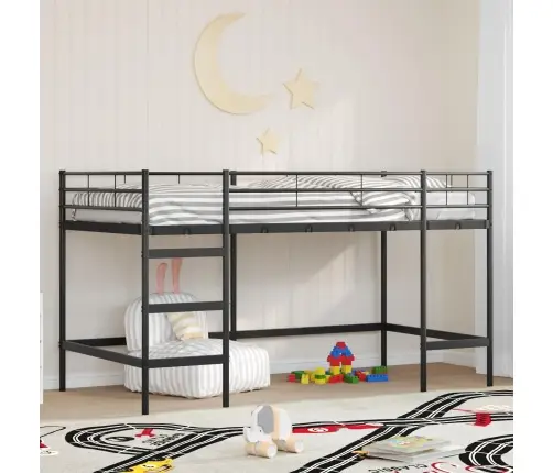 Bērnu Loft Gultas Rāmjis Melna 80 X 201 Cm Vidaxl