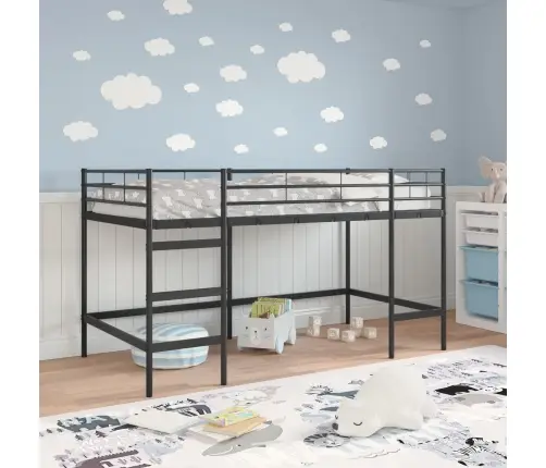 Bērnu Loft Gultas Rāmjis Melna 80 X 201 Cm Vidaxl