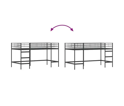 Bērnu Loft Gultas Rāmjis Melna 90 X 201 Cm Vidaxl