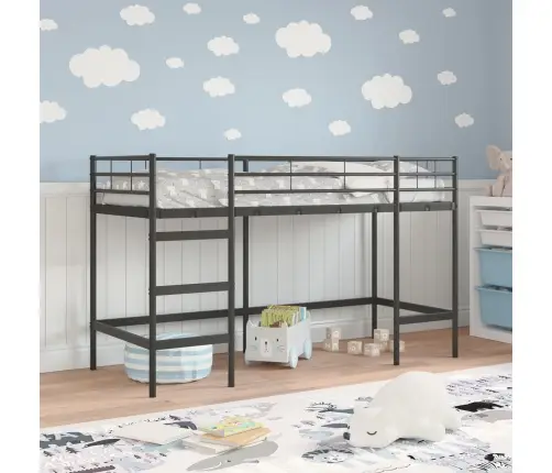 Laste Lofti Voodi Raam Must 99,5 X 190 Cm