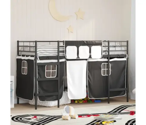 Bērnu Gultas Karkass Ar Aizkariem Melna 75 X 190 Cm Vidaxl
