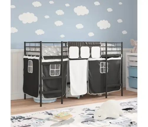 Bērnu Gultas Karkass Ar Aizkariem Melna 75 X 190 Cm Vidaxl