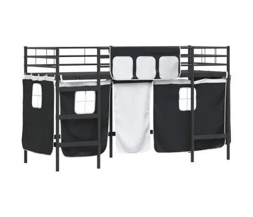 Bērnu Gultas Karkass Ar Aizkariem Melna 75 X 190 Cm Vidaxl