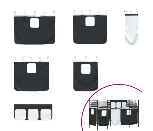 Bērnu Gultas Karkass Ar Aizkariem Melna 75 X 190 Cm Vidaxl