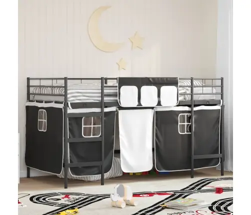 Bērnu Gultas Karkass Ar Aizkariem Melna 80 X 201 Cm Vidaxl