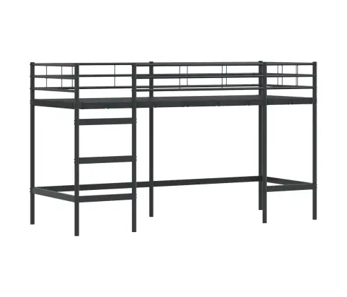 Vaikų Palėpės Lovos Rėmas Su Užuolaidomis Juoda 90 X 190 Cm