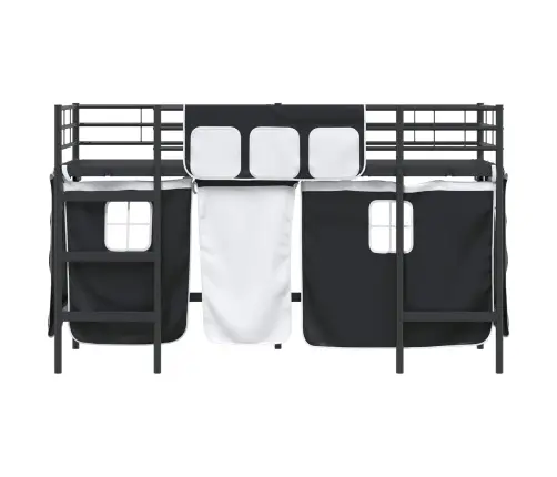 Vaikų Palėpės Lovos Rėmas Su Užuolaidomis Juoda 90 X 190 Cm