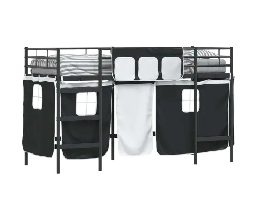 Vaikų Palėpės Lovos Rėmas Su Užuolaidomis Juoda 90 X 190 Cm