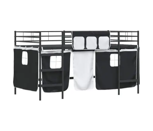 Bērnu Gultas Karkass Ar Aizkariem Melna 100 X 201 Cm Vidaxl