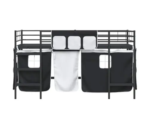 Bērnu Gultas Karkass Ar Aizkariem Melna 100 X 201 Cm Vidaxl