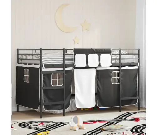 Laste Lofti Voodi Raam, Millel On Kardinad Must 107 X 201 Cm