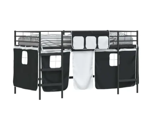 Laste Lofti Voodi Raam, Millel On Kardinad Must 107 X 201 Cm