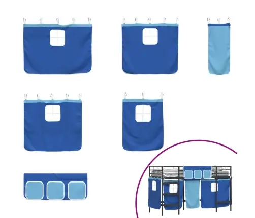 Bērnu Gultas Karkass Ar Aizkariem Melna Un Zila 75 X 190 Cm Vidaxl