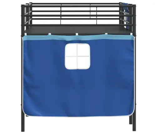Vaikų Palėpės Lovos Rėmas Su Užuolaidomis Juoda Ir Mėlyna