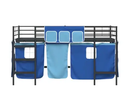 Bērnu Gultas Karkass Ar Aizkariem Melna Un Zila 90 X 201 Cm Vidaxl