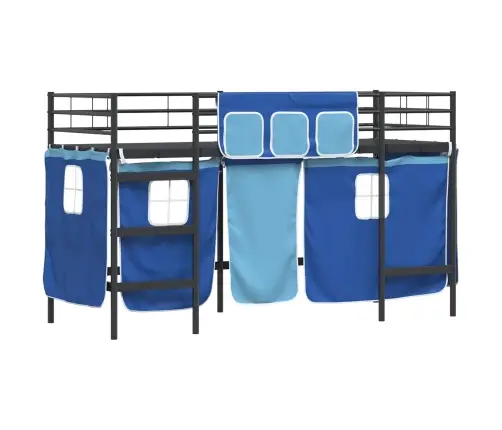 Bērnu Gultas Karkass Ar Aizkariem Melna Un Zila 100 X 190 Cm Vidaxl