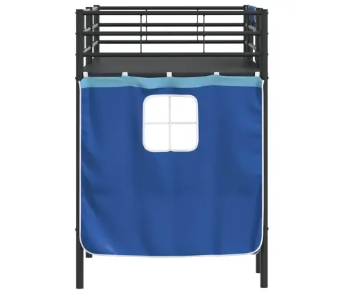 Bērnu Gultas Karkass Ar Aizkariem Melna Un Zila 100 X 190 Cm Vidaxl