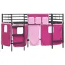 Bērnu Gultas Karkass Ar Aizkariem Melns Un Rozā 75 X 190 Cm Vidaxl