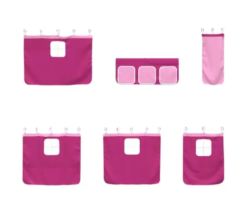 Bērnu Gultas Karkass Ar Aizkariem Melns Un Rozā 75 X 190 Cm Vidaxl