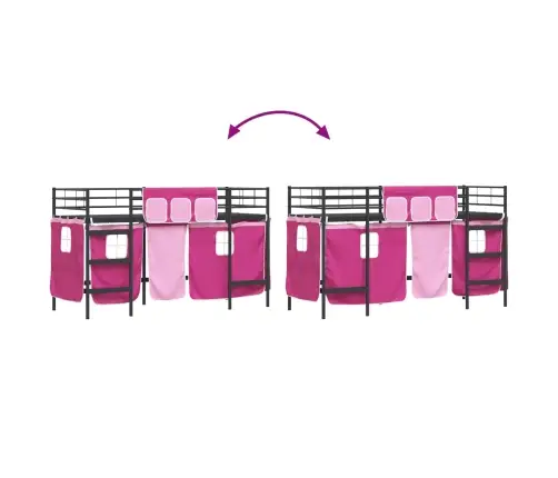 Bērnu Gultas Karkass Ar Aizkariem Melns Un Rozā 75 X 190 Cm Vidaxl