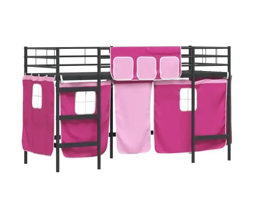 Vaikų Palėpės Lovos Rėmas Su Užuolaidomis Juoda Ir Rožinė