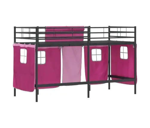 Vaikų Palėpės Lovos Rėmas Su Užuolaidomis Juoda Ir Rožinė