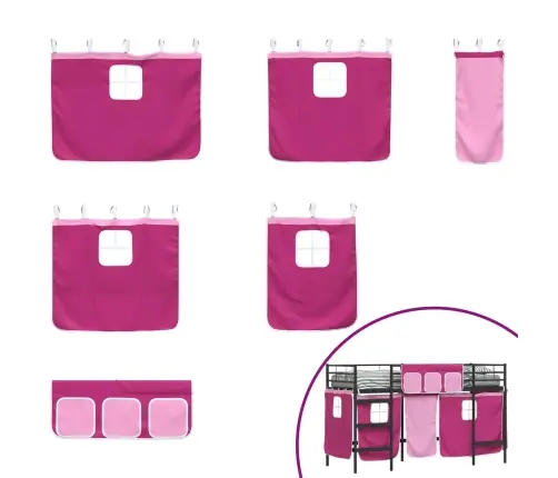 Vaikų Palėpės Lovos Rėmas Su Užuolaidomis Juoda Ir Rožinė