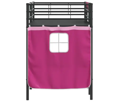 Vaikų Palėpės Lovos Rėmas Su Užuolaidomis Juoda Ir Rožinė