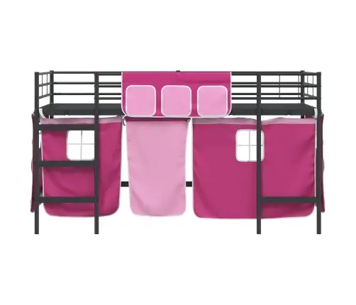 Vaikų Palėpės Lovos Rėmas Su Užuolaidomis Juoda Ir Rožinė