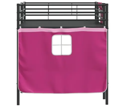 Vaikų Palėpės Lovos Rėmas Su Užuolaidomis Juoda Ir Rožinė