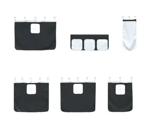 Vaikų Palėpės Lovos Rėmas Su Užuolaidomis Balta Ir Juoda