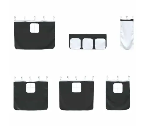 Bērnu Gultas Karkass Ar Aizkariem Balts Un Melns 90 X 190 Cm Vidaxl