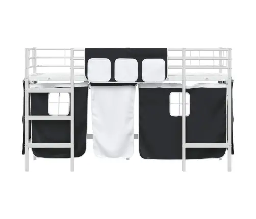 Vaikų Palėpės Lovos Rėmas Su Užuolaidomis Balta Ir Juoda