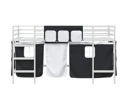 Bērnu Gultas Karkass Ar Aizkariem Balts Un Melns 100 X 201 Cm Vidaxl